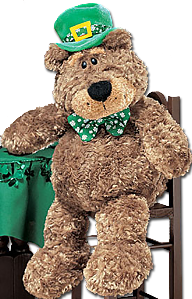 Gund plush teddy bears are large teddy bears dressed in green wearing leprechaun hats and bows. These adorable Teddy Bears are ready to celebrate the Irish Holiday!