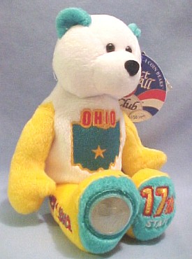 Find the State Quarter Teddy Bears released in 2002: Tennessee, Ohio, Louisiana, and Mississippi.