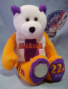 Find the State Quarter Teddy Bears released in 2003: Illinois, Alabama, Maine, Missouri, and Arkansas.