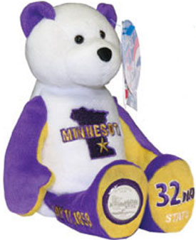 Find the State Quarter Teddy Bears released in 2005: California, Minnesota, Oregon, and Kansas.