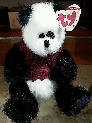 TY Attic Treasures Checkers the Panda is adorable as this fully jointed plush panda bear.