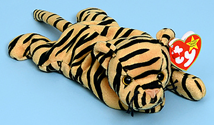 TY Beanie Babies Tigers by the Dozen and full of beans.