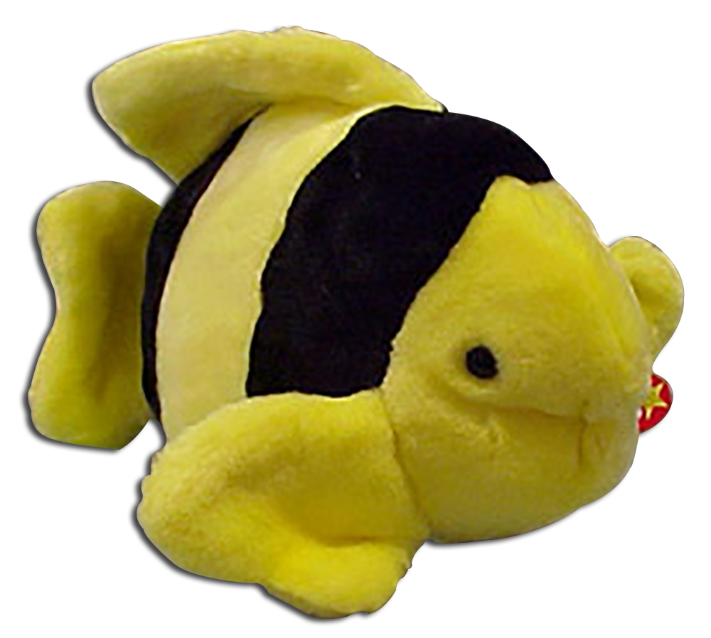 Adorable TY Beanie Buddies are perfect counterparts to their TY Beanie Babies.  Bubbles is a cute yellow and black striped fish Beanie Buddies.
